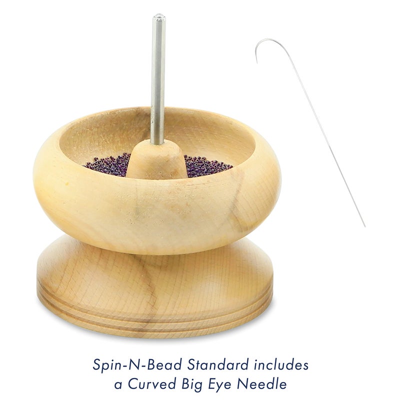 Beadalon Spin N Bead Spinner for Fast Stringing - Ideal for Beaders, Jewelry Makers & Designers - Wood Bowl with Big Eye Needle - Saves Time & Loads Seed Beads Efficiently - Image 2